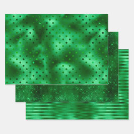 Hoja De Papel De Regalo Punto de Polka de Relieve metalizado Verde