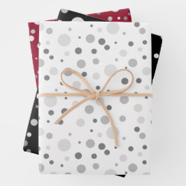Hoja De Papel De Regalo Punto de Polka Gris Platino Platino Moderno Sencil