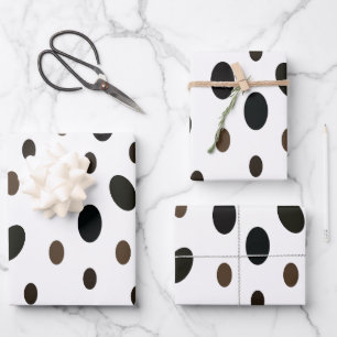 Hoja De Papel De Regalo Punto de polka marrón negro