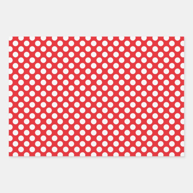 Hoja De Papel De Regalo Punto Polka blanco y rojo (Anverso)