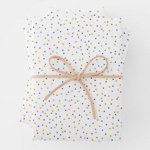 Hoja De Papel De Regalo Puntos azules y dorados