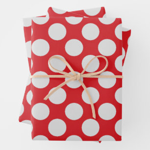 Hoja De Papel De Regalo Puntos blancos rojos