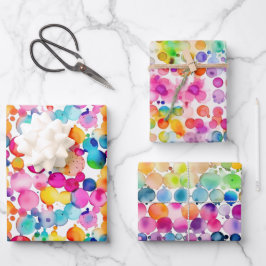 Hoja De Papel De Regalo Puntos de acuarela del arco iris