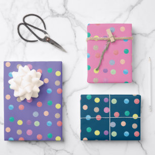 Hoja De Papel De Regalo Puntos de acuarela Patrón colorido pintado a mano