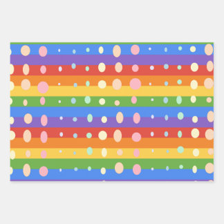 HOJA DE PAPEL DE REGALO PUNTOS DE ARCOÍRIS RAYAS