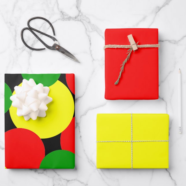 Hoja De Papel De Regalo Puntos de polka afrocéntrica (Anverso)