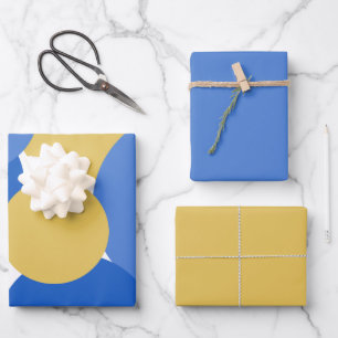Hoja De Papel De Regalo Puntos de Polka azules, amarillos y blancos 