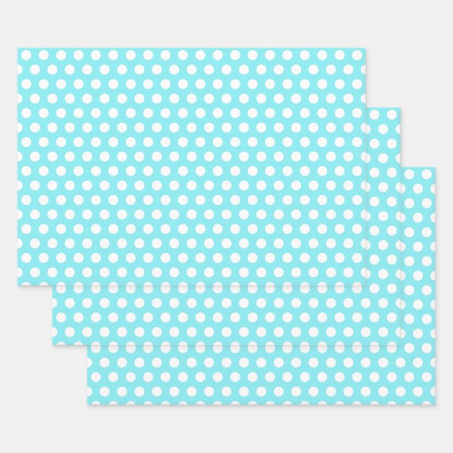 Hoja De Papel De Regalo Puntos De Polka De 50 Años Azul Y Blanco (Set)