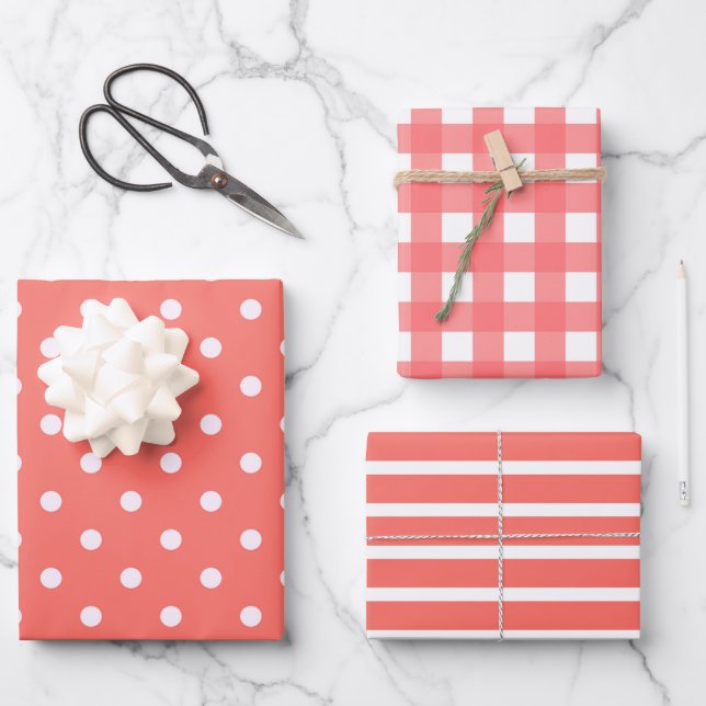 Hoja De Papel De Regalo Puntos de polka, franjas y patrones de Gingham en  (Anverso)