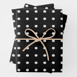 Hoja De Papel De Regalo Puntos de polka negros y blancos