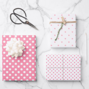 Hoja De Papel De Regalo Puntos de polka rosa y blanco