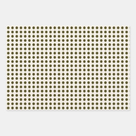 Hoja De Papel De Regalo Puntos de polka verde oliva y color sólido de enca