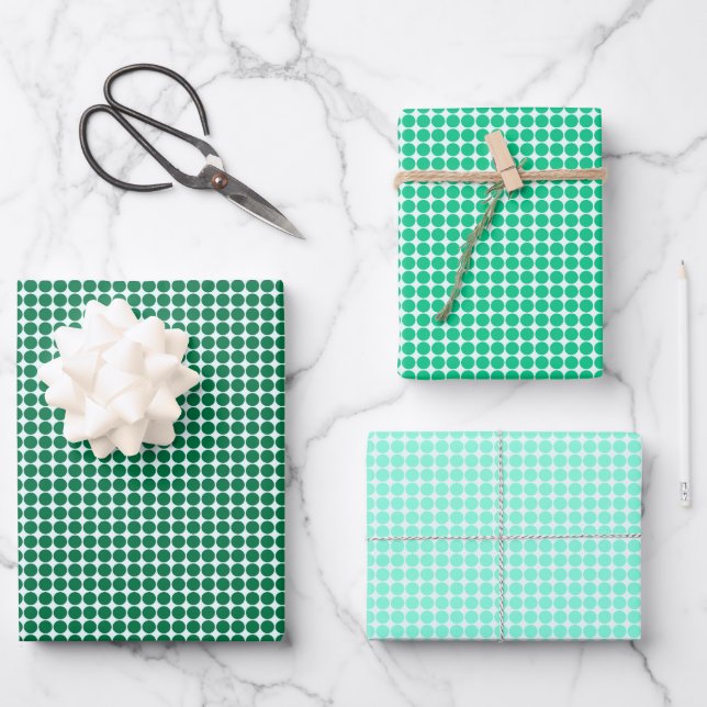 Hoja De Papel De Regalo Puntos del Polka Verde (Anverso)