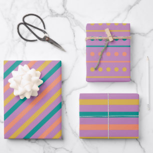 Hoja De Papel De Regalo Puntos desnudos Rosy Morado Verde y Mostaza