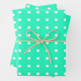 Hoja De Papel De Regalo Puntos Mint Green y White Polka