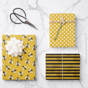 Hoja De Papel De Regalo Puntos y franjas de abeja de burbujas rusticas ama