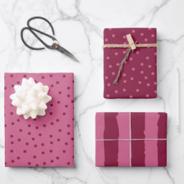 Hoja De Papel De Regalo Puntos Y Tiras De Color Rosa