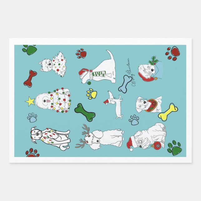 HOJA DE PAPEL DE REGALO PUPPY XMAS WRAPPING PAPER SET  (Anverso)