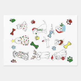HOJA DE PAPEL DE REGALO PUPPY XMAS WRAPPING PAPER SET