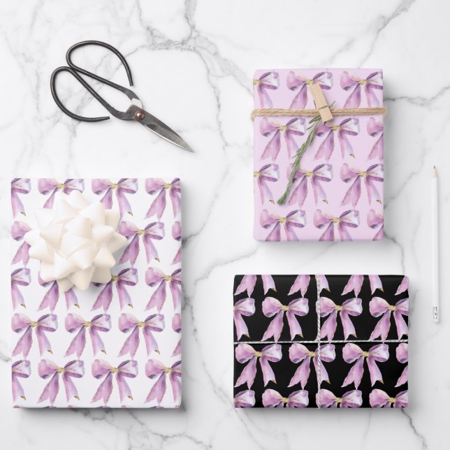 Hoja De Papel De Regalo Purple Coquette Bow (Anverso)