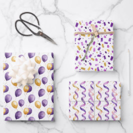 Hoja De Papel De Regalo Purple Faux Gold
