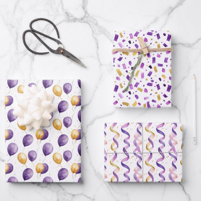 Hoja De Papel De Regalo Purple Faux Gold (Anverso)