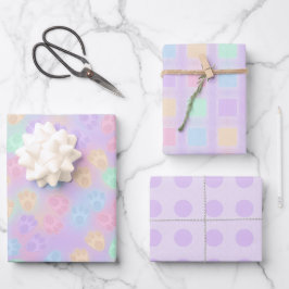 HOJA DE PAPEL DE REGALO PURPLE & PASTEL COLORES DE PAREJAS DE BUNNY