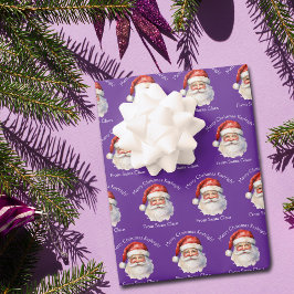 Hoja De Papel De Regalo Purple Santa Claus Custom Kids Christmas
