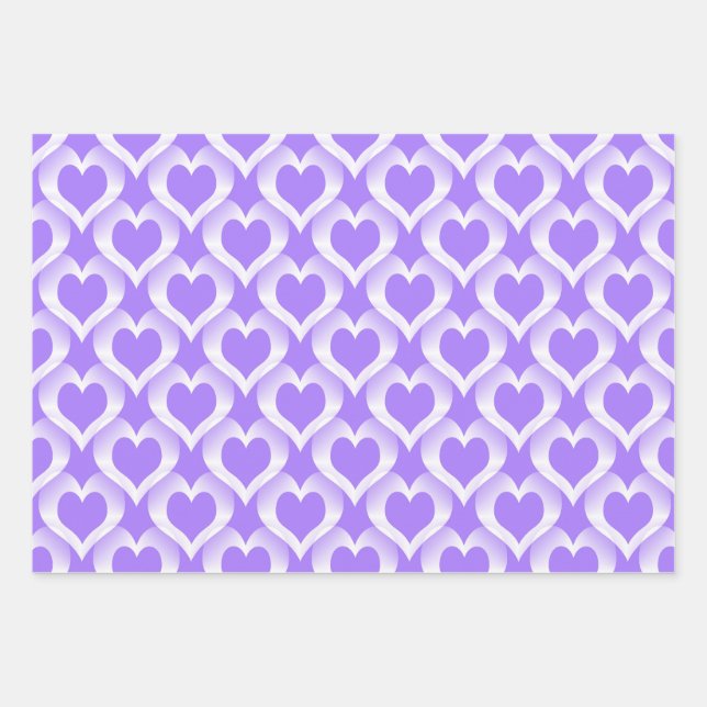 Hoja De Papel De Regalo Purple White Hearts Pattern (Anverso)