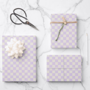 Hoja De Papel De Regalo Púrpura claro clásico, blanco revestido