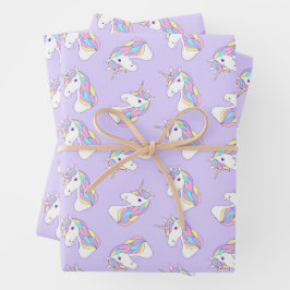 Hoja De Papel De Regalo Púrpura de la fiesta de cumpleaños de Unicornio