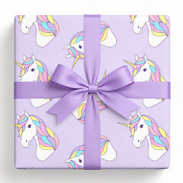 Hoja De Papel De Regalo Púrpura de la fiesta de cumpleaños de Unicornio