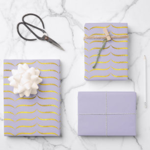 Hoja De Papel De Regalo Púrpura pálido y oro