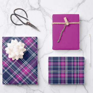 Hoja De Papel De Regalo Púrpura, rosa y azul vivos