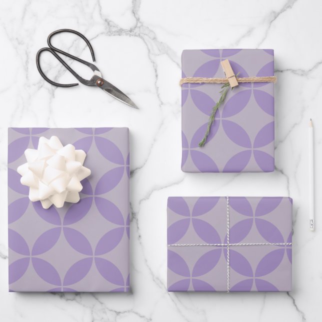 Hoja De Papel De Regalo Púrpura y Lilac Patrón moderno de mediados de sigl (Anverso)