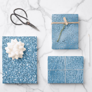 Hoja De Papel De Regalo Purpurina azul turquesa