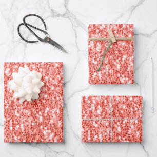 Hoja De Papel De Regalo Purpurina brillante rosa oscuro coral rosa brillan