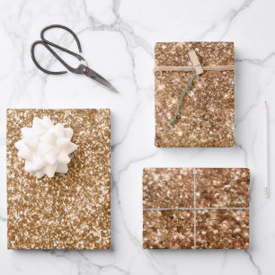 Hoja De Papel De Regalo Purpurina de bronce dorado