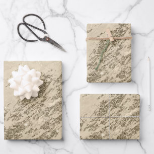 Hoja De Papel De Regalo Purpurina de champagne de lujo Marble Personalizar