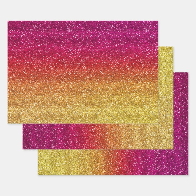 Hoja De Papel De Regalo Purpurina de gradiente rosa y amarillo extremadame (Set)