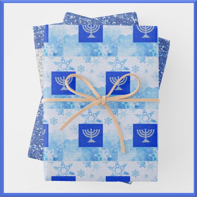 Hoja De Papel De Regalo Purpurina de Hanukkah Menorah (Subido por el creador)