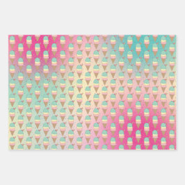 Hoja De Papel De Regalo Purpurina de helados rociando cumpleaños