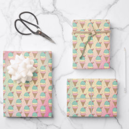 Hoja De Papel De Regalo Purpurina de helados rociando cumpleaños