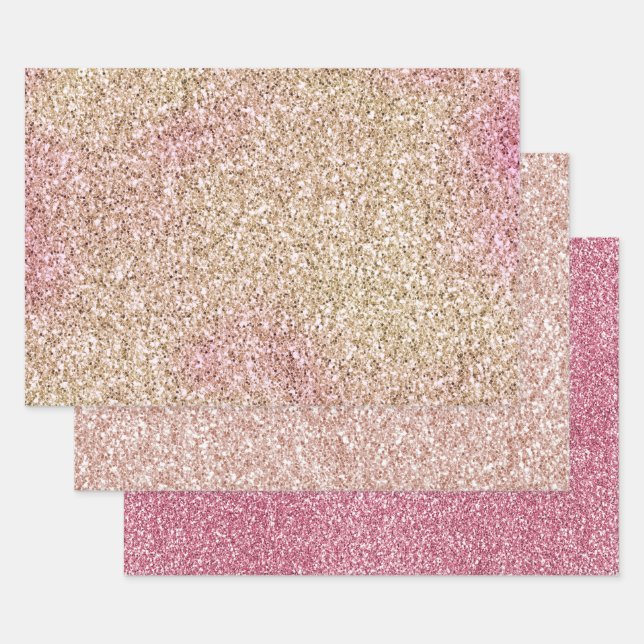 Hoja De Papel De Regalo Purpurina de oro rosado (Set)