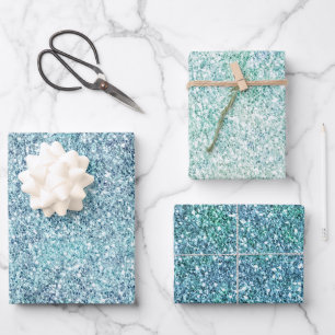 Hoja De Papel De Regalo Purpurina de parkle Ombre Verde azulado azul de me