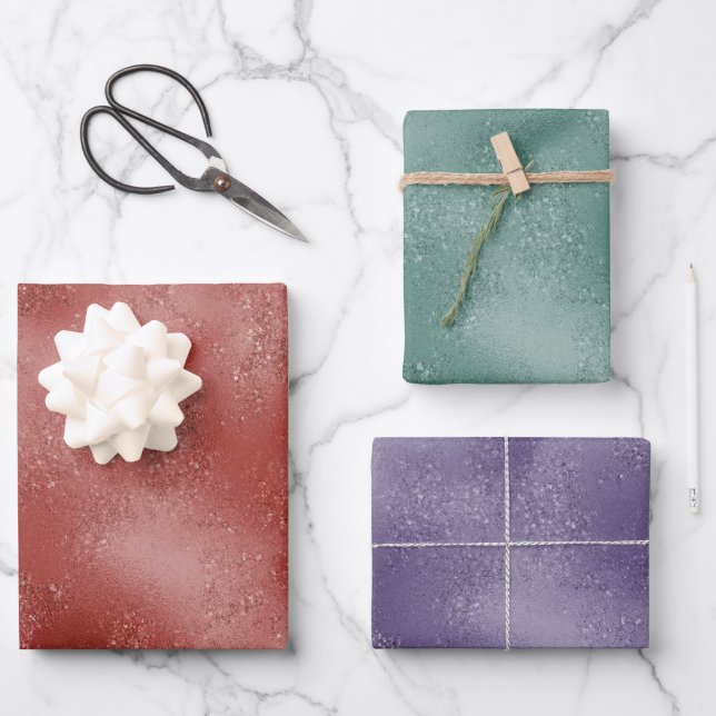 Hoja De Papel De Regalo Purpurina de vacaciones rojas (Anverso)