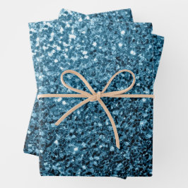 Hoja De Papel De Regalo Purpurina falso azul bebé chispas