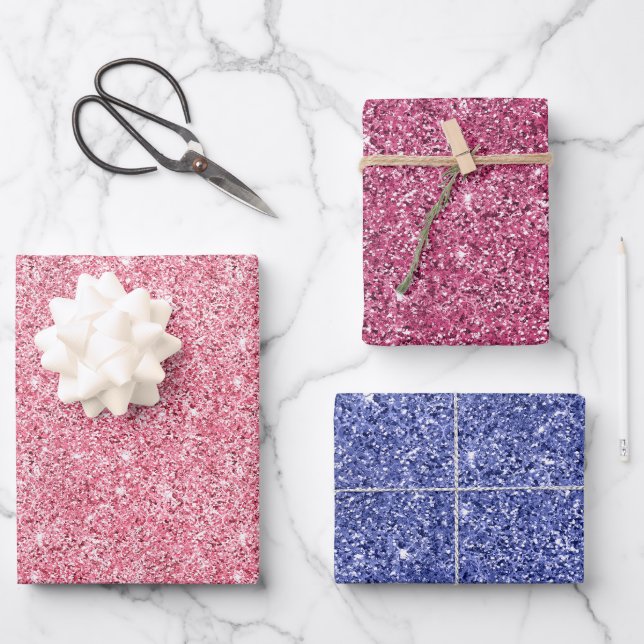 Hoja De Papel De Regalo Purpurina Girly Pink Glitz (Anverso)