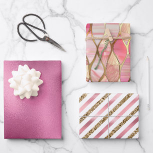 Hoja De Papel De Regalo Purpurina Glam Pink Glitzy