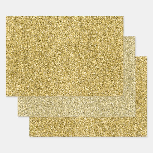 Hoja De Papel De Regalo Purpurina Gold Glitzy (Set)
